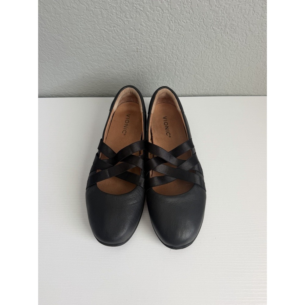Vionic Serenity Mary Jane Flats Women's 8 Wide Black Leather Orthotic Comfort - Picture 9 of 10